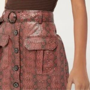 Urban Outfitters Red Snake Print Mini Skirt